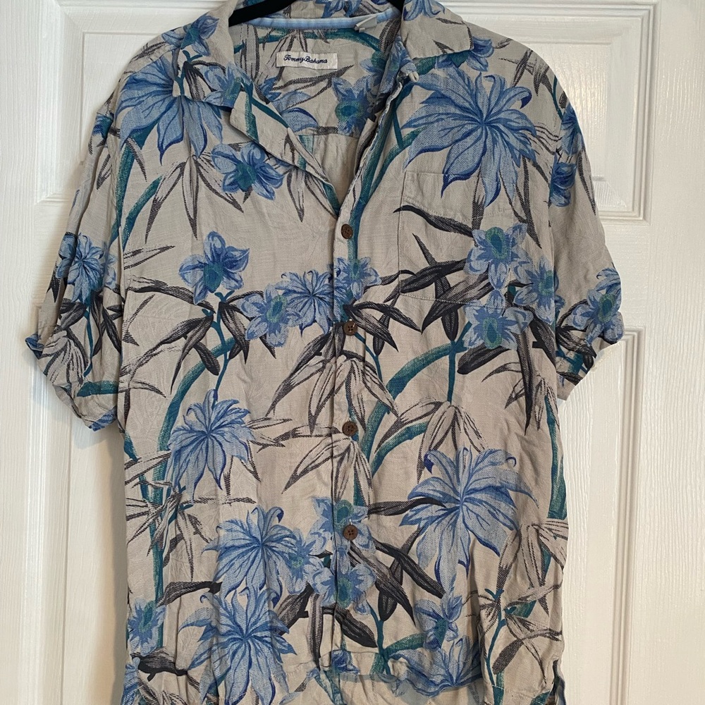 Tommy Bahama Blue and Green Floral Men's Shirt